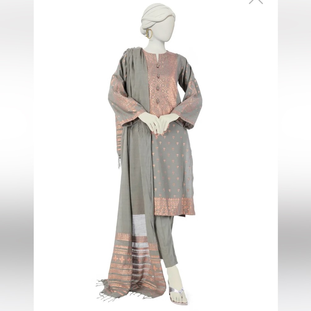 Olive Green & Rose Gold Salwar Kameez Ethnic Pakistani